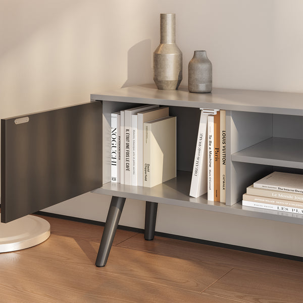 TV-állvány Eskilstuna 120x29,5x46,5 cm forgácslap tömör fa lábakkal [en.casa]