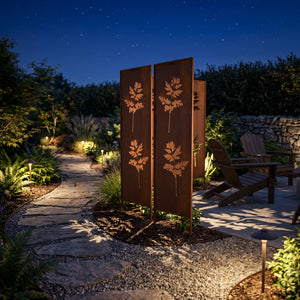 Földbe szúrható panel Irsina 2 db-os szett 160x50 cm corten acél rozsdabarna [casa.pro]