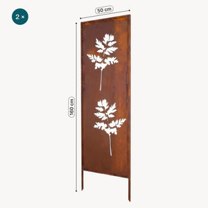 Földbe szúrható panel Irsina 2 db-os szett 160x50 cm corten acél rozsdabarna [casa.pro]
