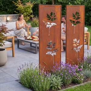 Földbe szúrható panel Irsina 2 db-os szett 160x50 cm corten acél rozsdabarna [casa.pro]