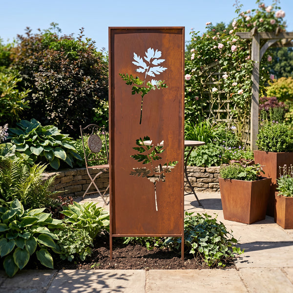 Földbe szúrható panel Irsina 2 db-os szett 160x50 cm corten acél rozsdabarna [casa.pro]