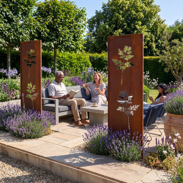 Földbe szúrható panel Irsina 2 db-os szett 160x50 cm corten acél rozsdabarna [casa.pro]
