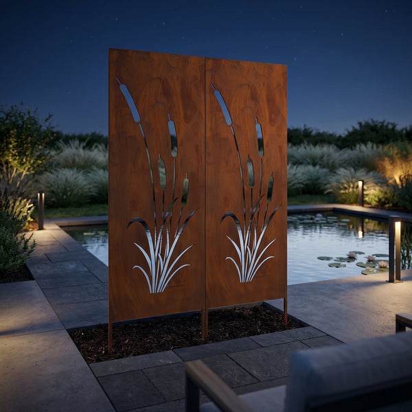 Földbe szúrható panel Irsina 2 db-os szett 160x50 cm corten acél rozsdabarna [casa.pro]