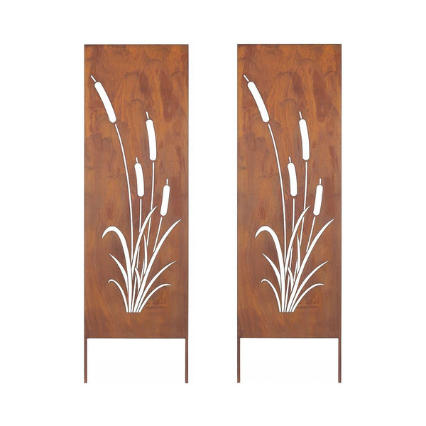 Földbe szúrható panel Irsina 2 db-os szett 160x50 cm corten acél rozsdabarna [casa.pro]