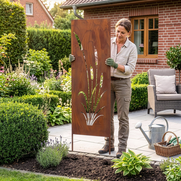 Földbe szúrható panel Irsina 2 db-os szett 160x50 cm corten acél rozsdabarna [casa.pro]