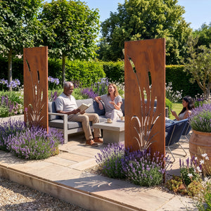Földbe szúrható panel Irsina 2 db-os szett 160x50 cm corten acél rozsdabarna [casa.pro]