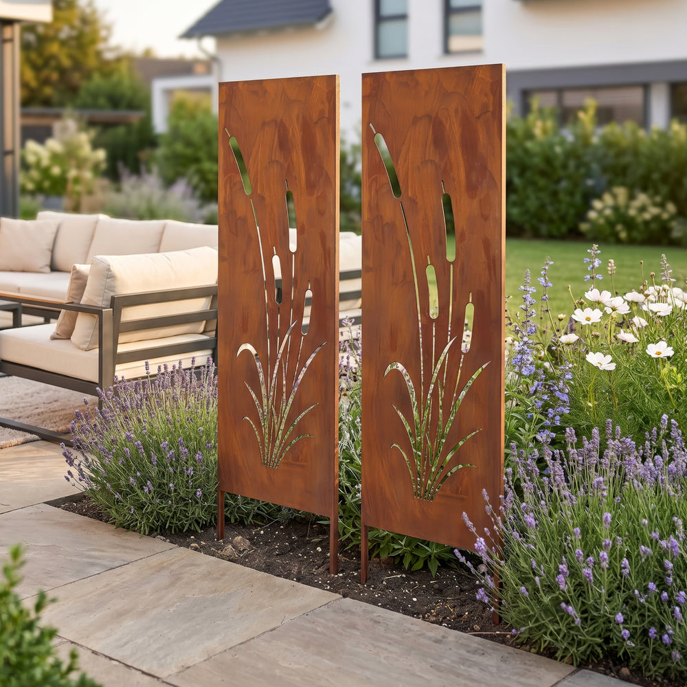 Földbe szúrható panel Irsina 2 db-os szett 160x50 cm corten acél rozsdabarna [casa.pro]