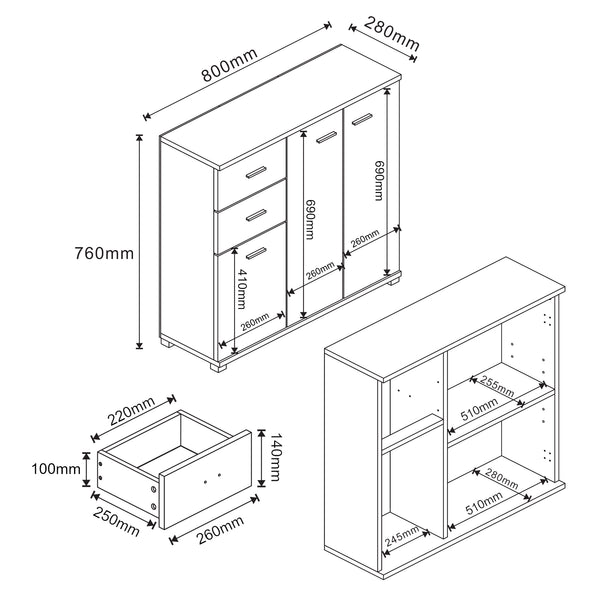 Komód Crimla 76x80x28cm [en.casa]