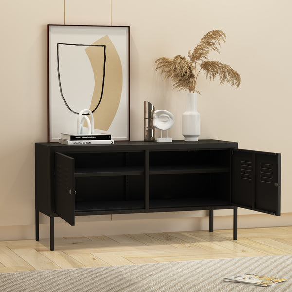 Háromajtós komód Pyhtää 118x40x60cm acél [en.casa]