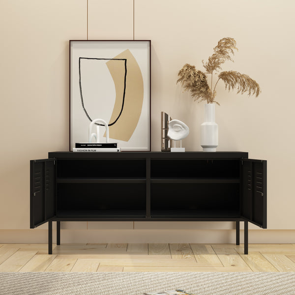 Háromajtós komód Pyhtää 118x40x60cm acél [en.casa]