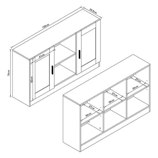 Komód Spøttrup 120x30,5x70cm több színben [en.casa]