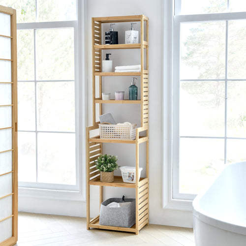Állópolc Forssa 165 x 42 x 28 cm bambusz natúr [en.casa] - premiumXL