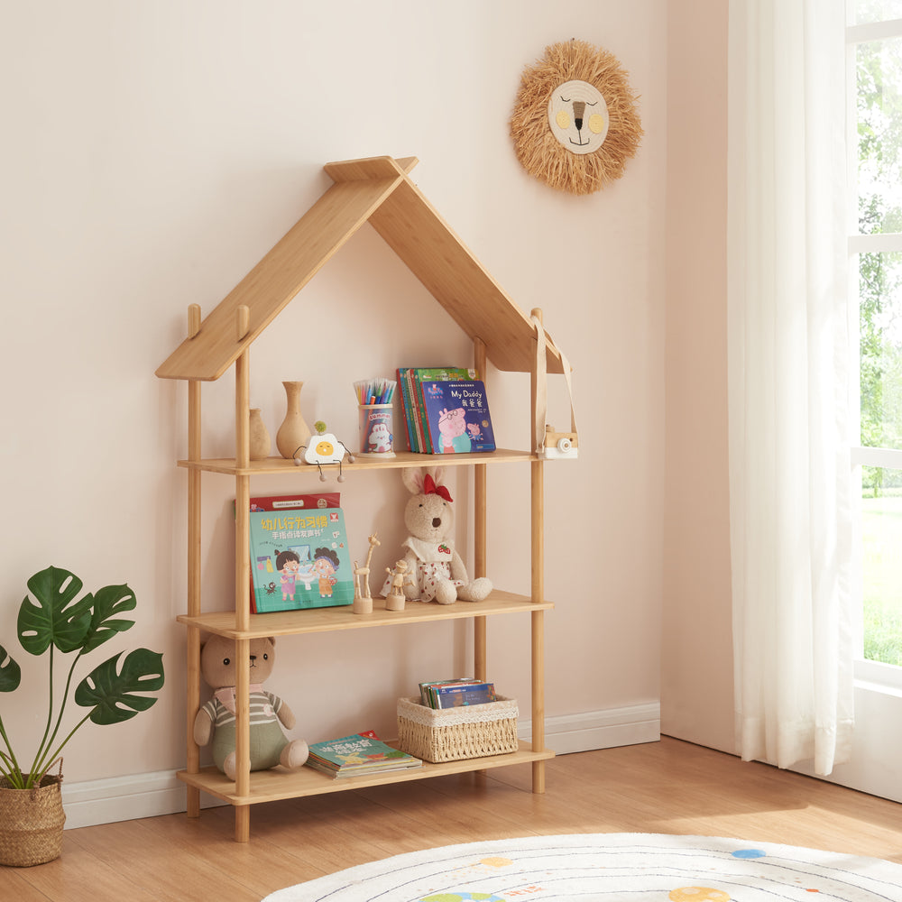 Gyerekréga Hamarøy bambusz ház formában 137x90x30cm [en.casa] - premiumXL