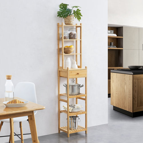 Siilinjärvi állópolc bambuszból 163 x 33 x 28 cm-ig 5 kg-ig natúr [en.casa] - premiumXL