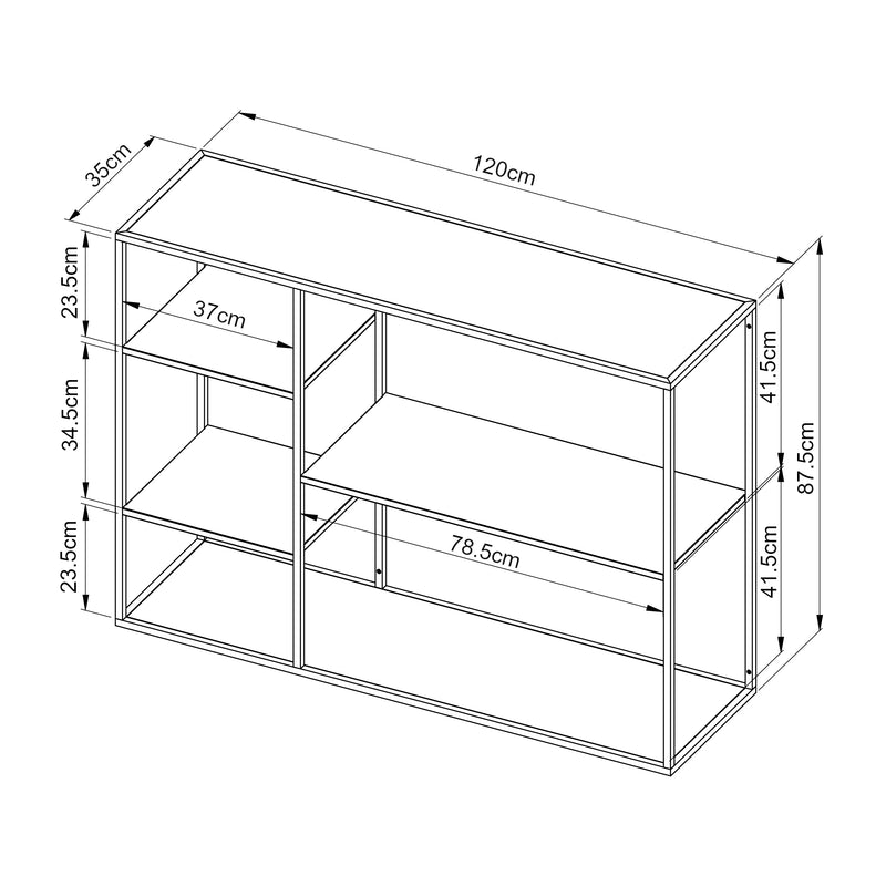 Méretrajz Álló polc Isojoki 120x35x87,5 cm fém [en.casa]