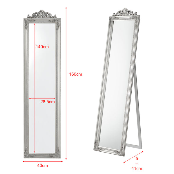 Állótükör 160x40 cm állítható dönthető barokk stílusú keret több színben [en.casa]® 