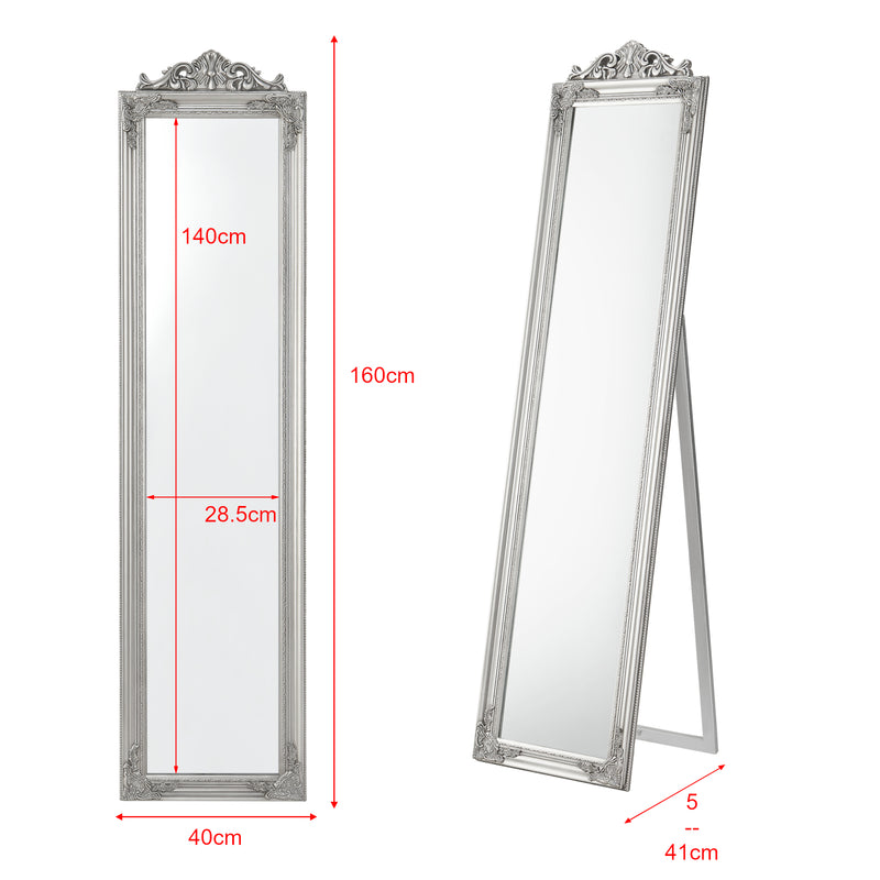 Méretrajz Állótükör 160x40 cm állítható dönthető barokk stílusú keret több színben [en.casa]® 