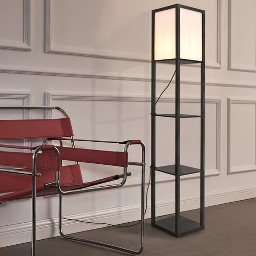 Állólámpa polcokkal Stapleford E27 60W fekete/fehér [lux.pro]