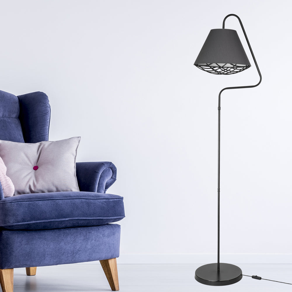 Állólámpa Gateshead E27 fém textil fekete / szürke [lux.pro] - premiumXL