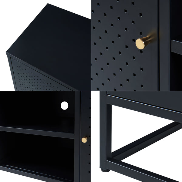 TV szekrény Janakkala acél fekete [en.casa]