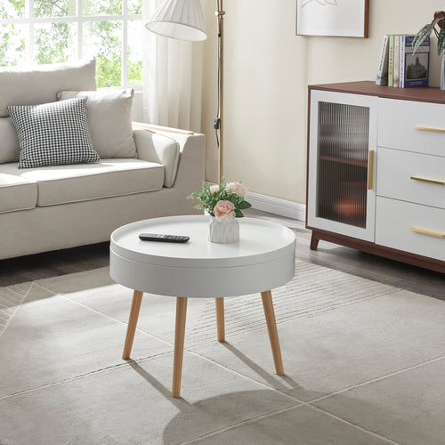 Dohányzóasztal Bongard tárolóval fehér Ø60x45 cm [en.casa]