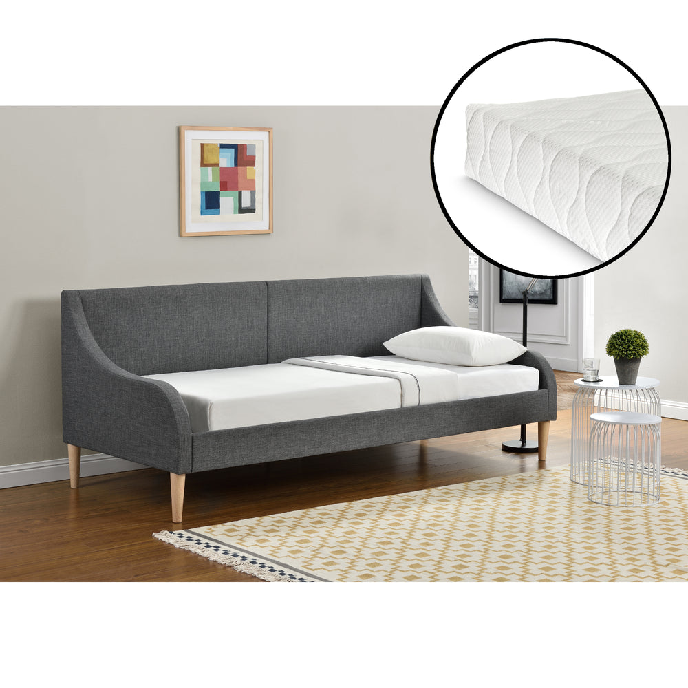 Nappali ágy 90x200 cm hideghab matraccal vagy matrac nélkül sötétszürke en.casa - premiumXL