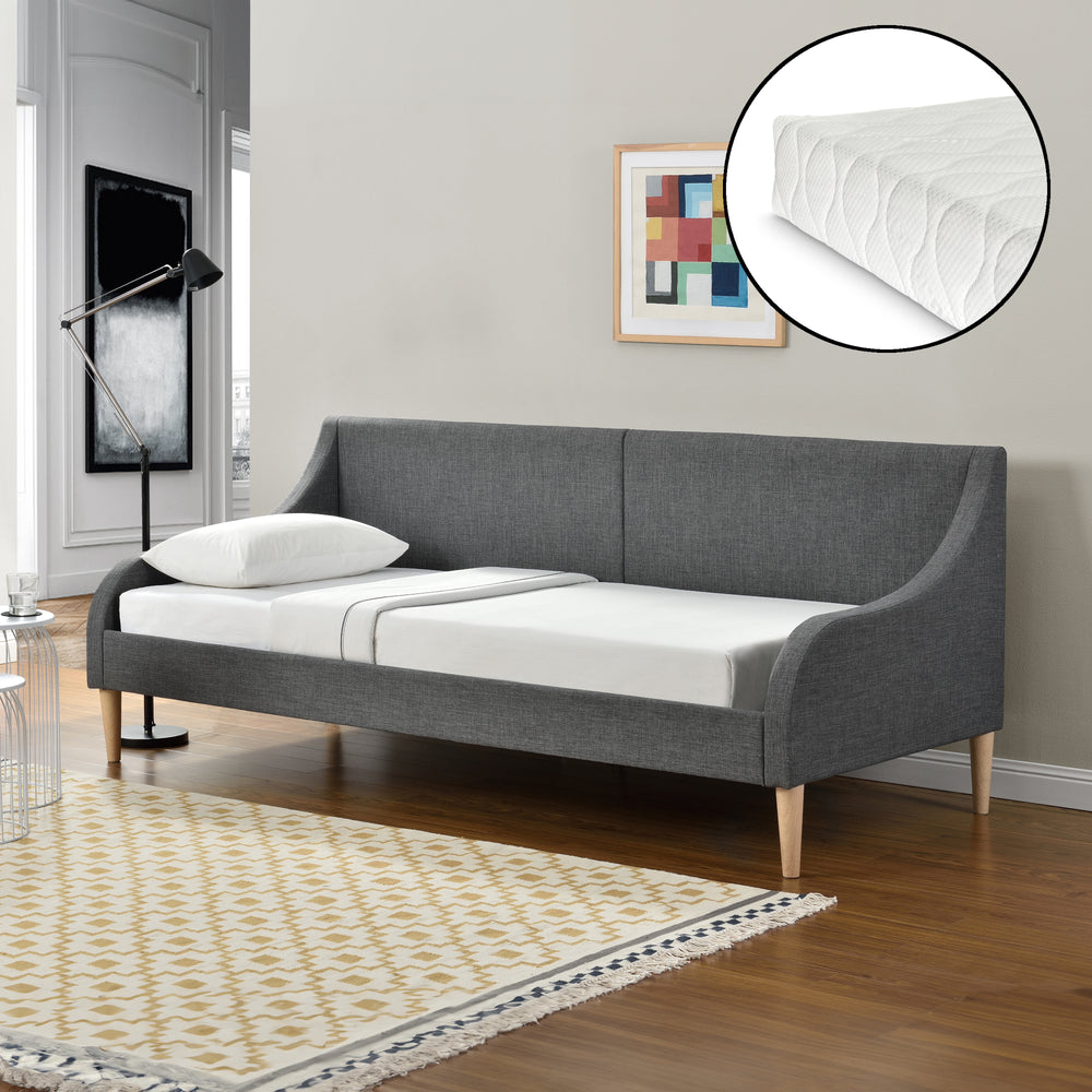 Nappali ágy 90x200 cm hideghab matraccal vagy matrac nélkül sötétszürke en.casa - premiumXL