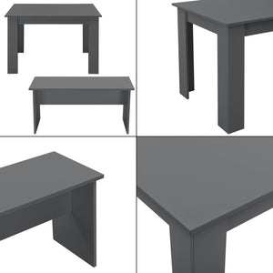 Asztal-pad szett 4 fő részére étkezőasztal 110 x 70 cm két paddal több színben [en.casa]® 