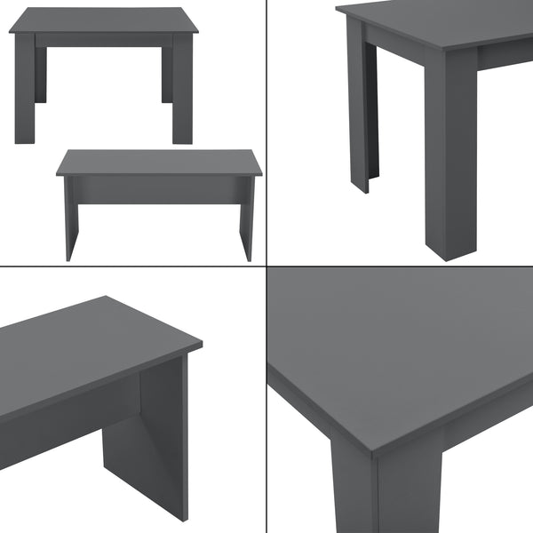 Asztal-pad szett 4 fő részére étkezőasztal 110 x 70 cm két paddal több színben [en.casa]® 