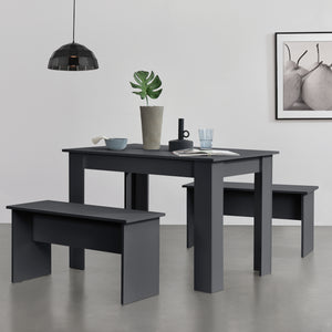 Asztal-pad szett 4 fő részére étkezőasztal 110 x 70 cm két paddal több színben [en.casa]® 