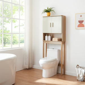 Tárolószekrény WC fölé Ferrersp 160x63x20 cm tölgyfa hatású/homokszín [en.casa]