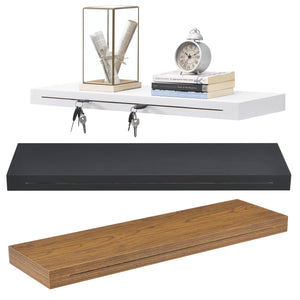 [en.casa]® Fali és kulcstartó polc 80 x 23,5 x 5 cm design polc kulcstartó résszel különböző színek