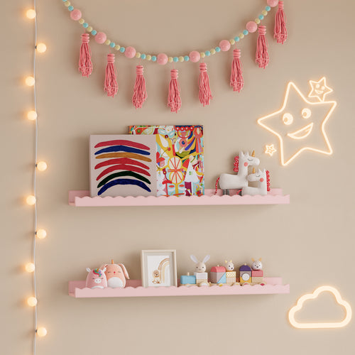 Gyerek - fali polc 2 db-os szett Vestnes 60x10x5 cm Cotton Candy [en.casa] - premiumXL