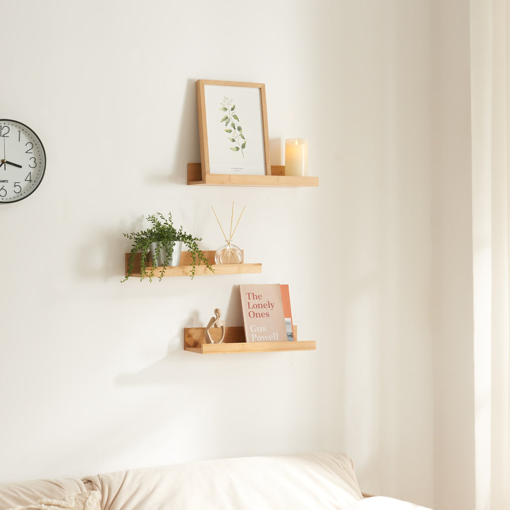 Fali polc szett Gildeskål 3 darabos készlet 40x13x7cm bambusz [en.casa] - premiumXL