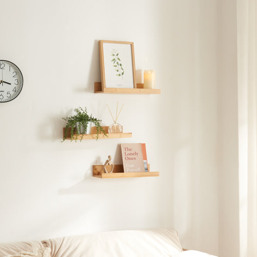 Fali polc szett Gildeskål 3 darabos készlet 40x13x7cm bambusz [en.casa] - premiumXL