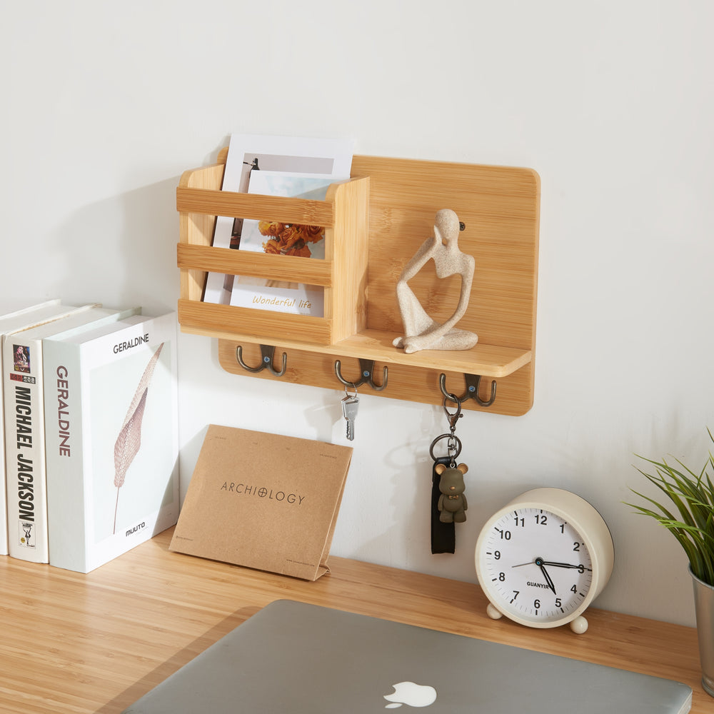 Fali polc Giske 33x8x22 cm bambusz [en.casa] - premiumXL
