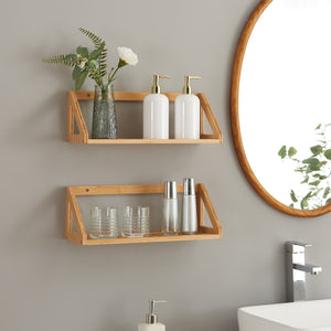 Fali polc szett Gjerdrum 2 darabos szett 43x15x15cm bambusz [en.casa] - premiumXL