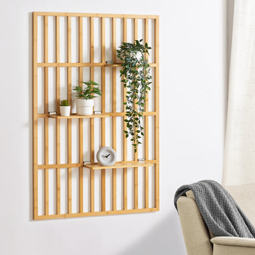 Fali polc Røst 120x80x13cm bambusz [en.casa] - premiumXL