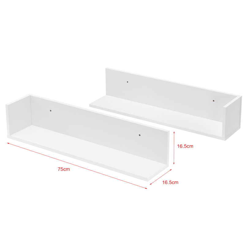 Méretrajz Fali polc Elverum 75 x 16,5 x 16,5 cm 2 db-os készlet különböző színekben en.casa