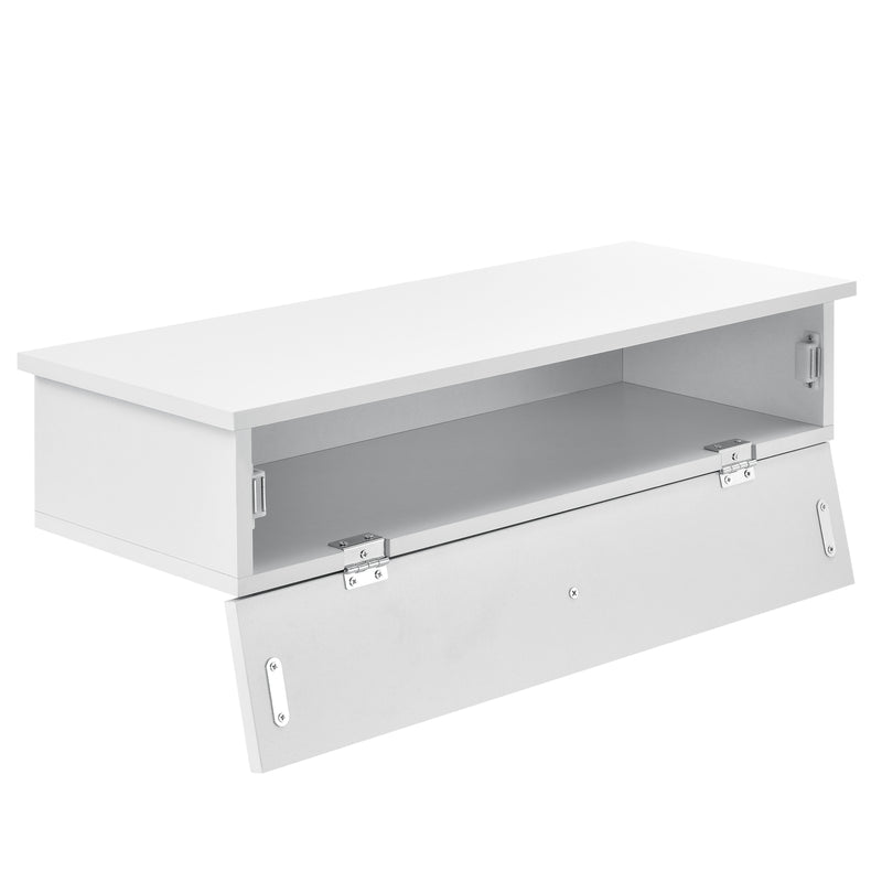 Méretrajz [en.casa]® Falipolc tárolórekesszel fiókos fali polc 50,6x26x12,6cm fehér/sötétszürke