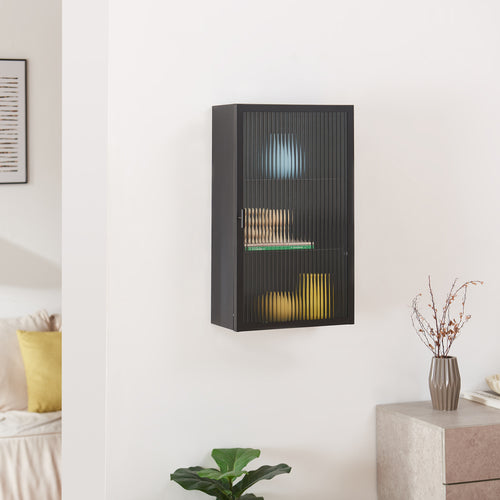 Fali szekrény bordázott üvegajtóval Zundert 60x35x15 cm acél [en.casa]