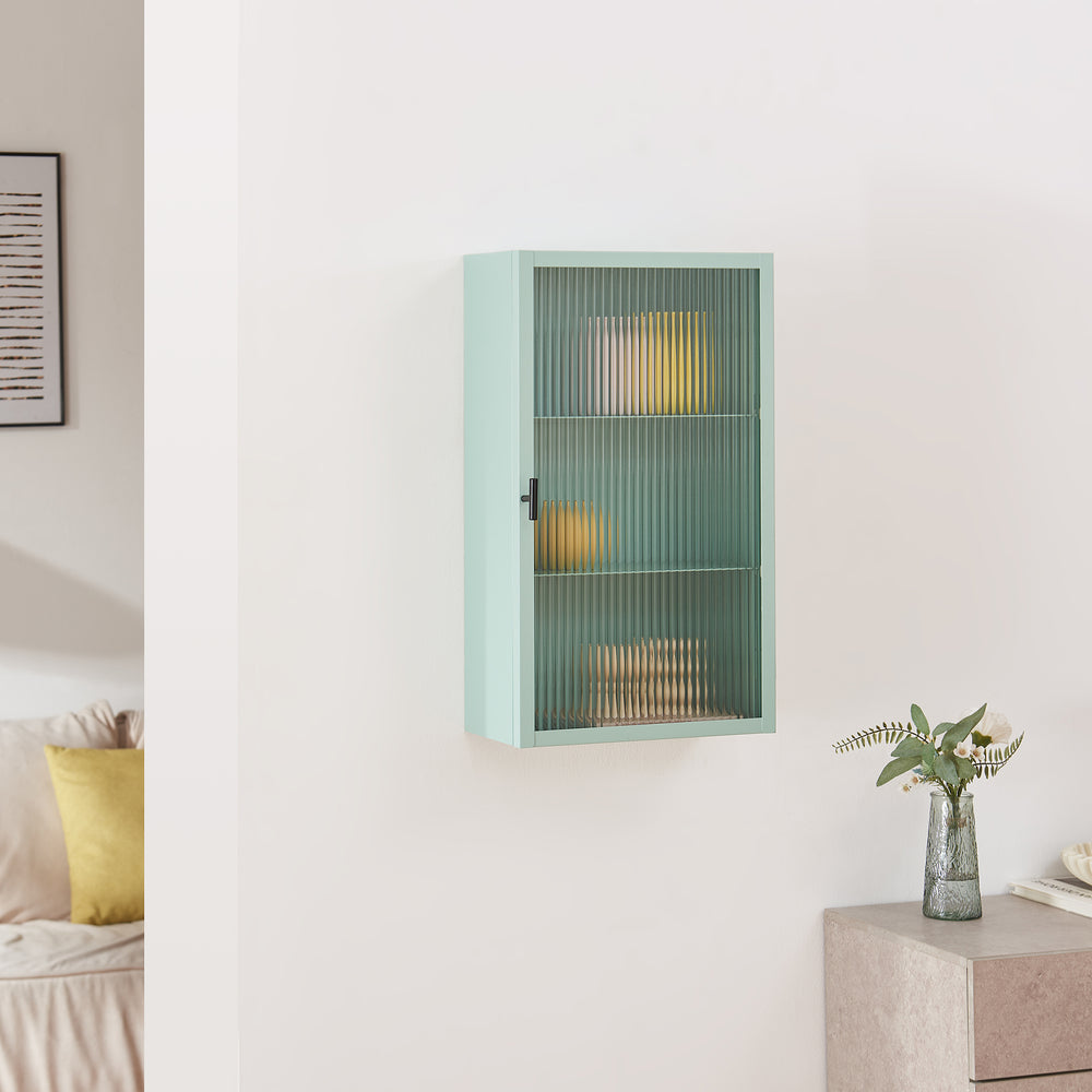 Fali szekrény bordázott üvegajtóval Zundert 60x35x15 cm acél [en.casa]