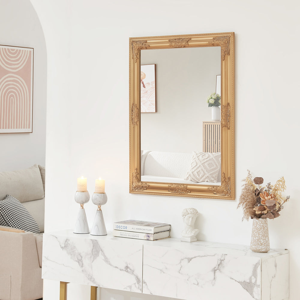 Punkalaidun fali tükör barokk stílusban 80x60 cm aranyszínű [en.casa] - premiumXL
