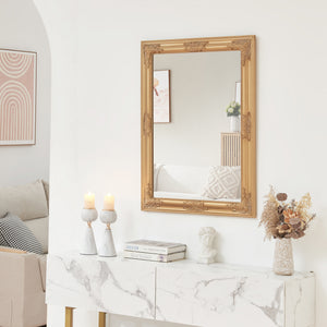Punkalaidun fali tükör barokk stílusban 80x60 cm aranyszínű [en.casa] - premiumXL