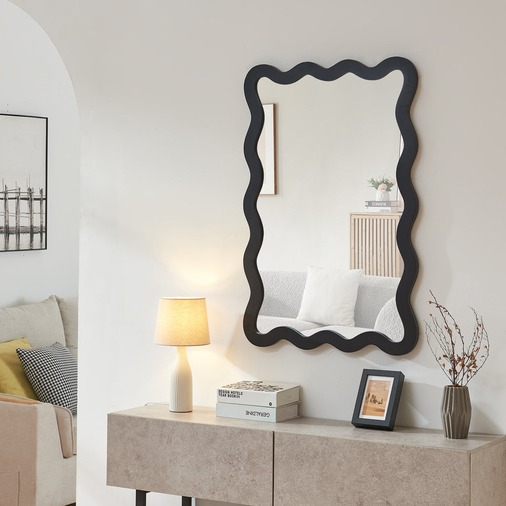 Fali tükör Koster 90x60 cm fekete [en.casa] - premiumXL