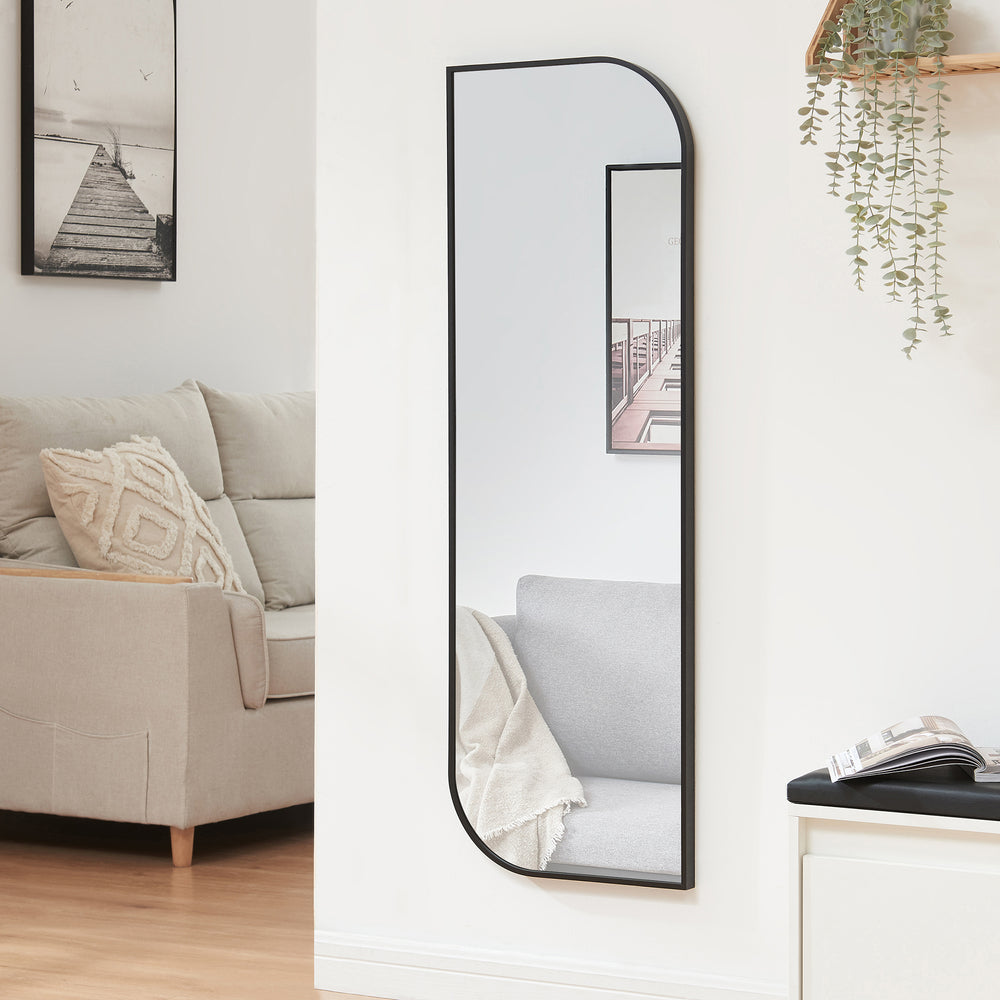 Fali tükör Tarvindak 120x40 cm fekete [en.casa] - premiumXL