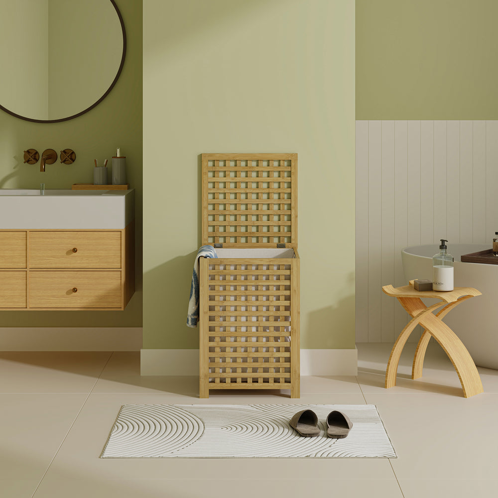 Szennyestartó Jystiand bambusz natúr [en.casa]