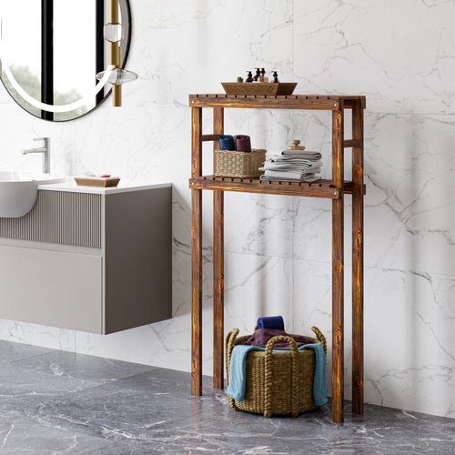 Mosógéppolc Kinnula 120x70x20cm sötét fa árnyalat [en.casa] - premiumXL