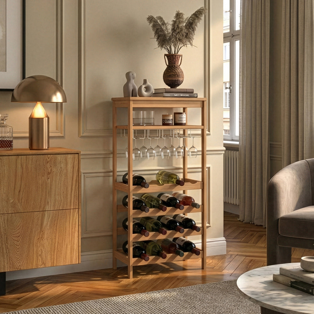 Borospolc Fillby 100x47x29 cm bambusz természetes [en.casa]