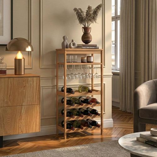 Borospolc Fillby 100x47x29 cm Bambusz Természetes [en.casa]